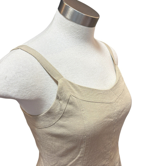 NWT Melanie Lyne Dress Strappy Sundress Tan Textured Stretch Lined Sz. 4 - Picture 2 of 10
